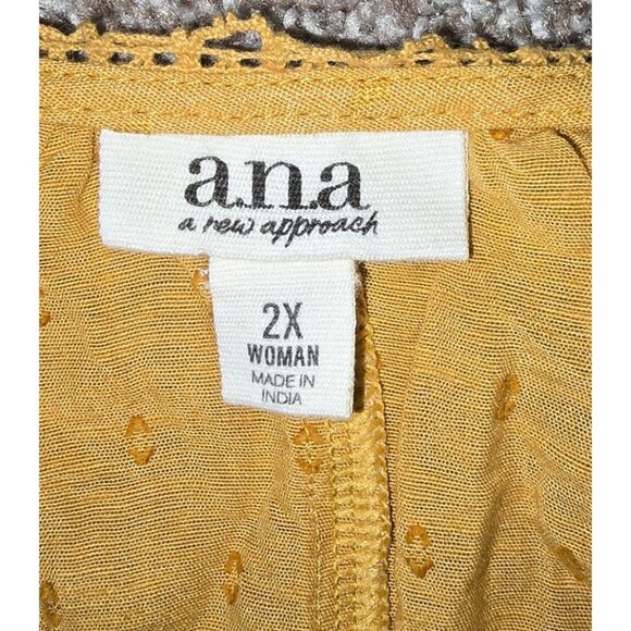 A.n.a Womens Amber Gold Peasant Blouse 2X Lightweight Cotton Blend - Picture 3 of 7